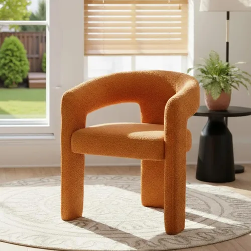 Vista 21 de Hyfirm Sillas de Comedor Modernas Tipo Barril Juego de 1, Cómoda Silla de Comedor de Acento Tapizada en Chenilla con Brazo para Cocina Sala de Estar