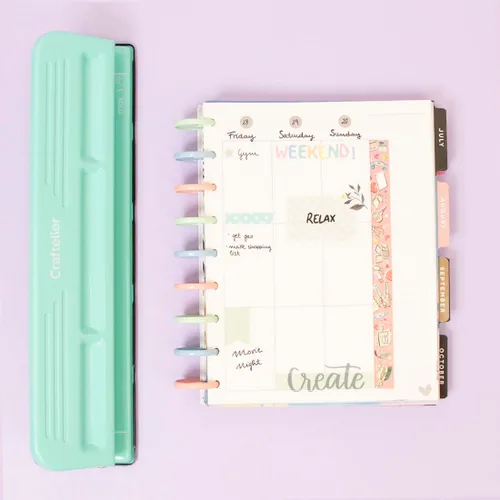 Vista 3 de Craftelier - Perforadora de Disco XL para Planner Perforadora Ajustable para Cuadernos Encuadernados y Suministros de Diario Perfora hasta 3