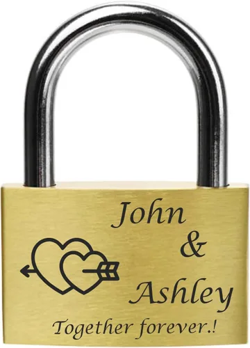 Vista 10 de FANSTIK Candado personalizado grabado (Hecho en EE. UU.) Aniversario, Candado de amor para puente, Boda, Candado personalizado grabado para tu amor