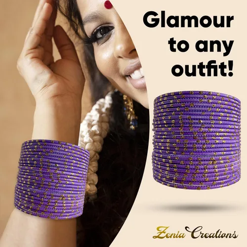 Vista 2 de Zenia Creations - Juego de pulseras de metal de 24 piezas, joyería étnica india para bodas, fiestas y uso diario de moda, pulseras coloridas