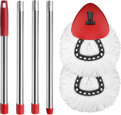 Vista 8 de Cabezal de repuesto para mopa giratoria HiBaby, base, mango compatible con el juego de mopa Ocedar EasyWring de 1 tanque de microfibra, 2 cabezales