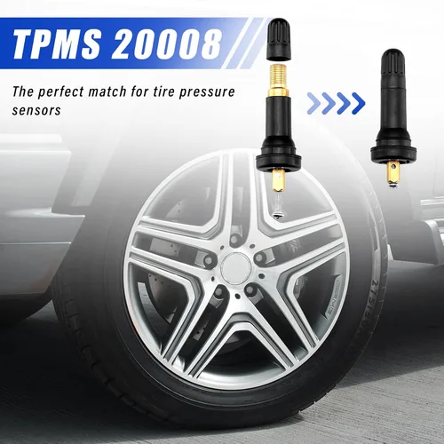 Vista 4 de Augeny 5 piezas TPMS 20008 vástago de válvula de neumático, sensor de presión de neumáticos sin cámara de goma a presión, repuesto compatible