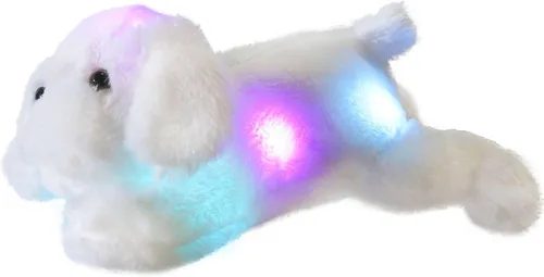 Vista 8 de WEWILL Cachorro azul iluminado de 10 pulgadas con luz LED con luz nocturna colorida, juguete de peluche suave, regalo para niños en Navidad