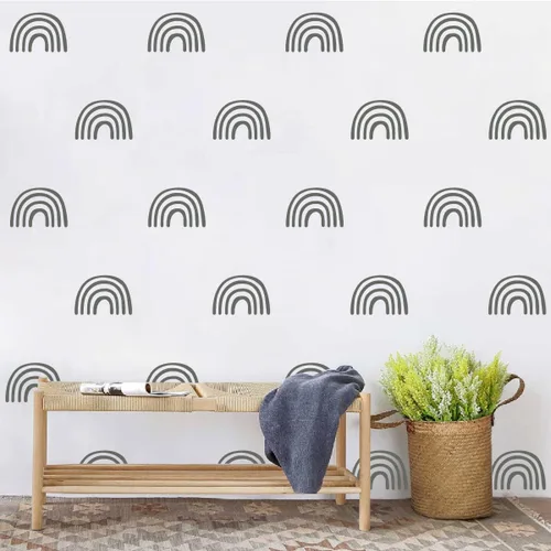 Vista 4 de Calcomanías de pared de arco iris, calcomanías de pared para habitación de bebé, calcomanías de pared de arcoíris para habitación de niños, niñas