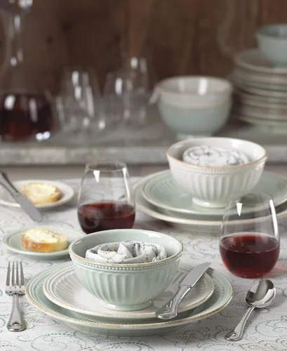 Vista 4 de Lenox French Perle Groove Vajilla, gres, ajuste de platos de 12 piezas
