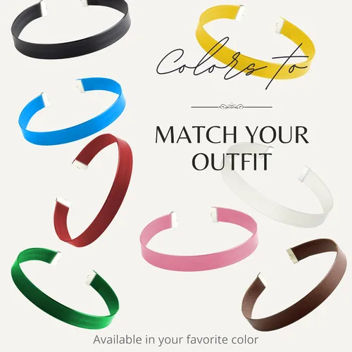 Vista 4 de STACKABLE CREATIONS Gargantilla clásica de cuero negro para mujeres y niñas, cuello de cinta de los años 90