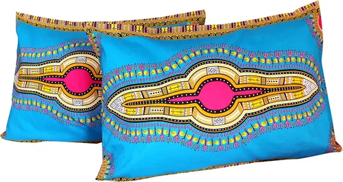 Vista 18 de Fundas de almohada en African Dashiki Art 100% algodón tejido Batik estampados, juego de 2 fundas, negro amarillo