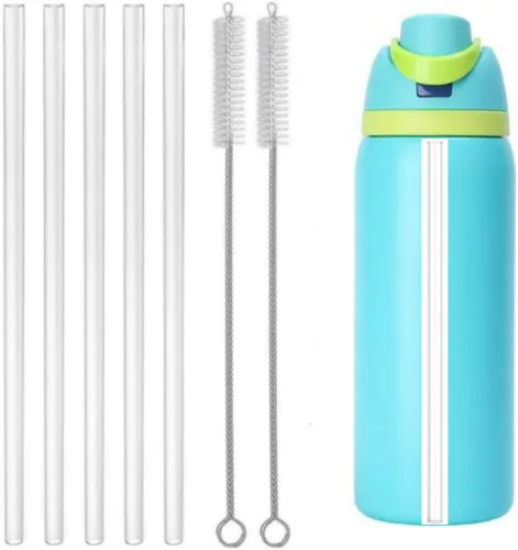 Vista 7 de 4 popotes de repuesto para Owala de 24 onzas, 32 onzas, popotes reutilizables con cepillo limpiador compatibles con botella de agua FreeSip de 24