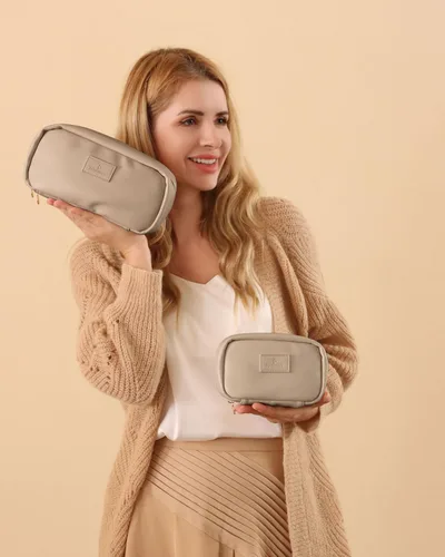 Vista 4 de Pocmimut Bolsa de maquillaje, bolsa de maquillaje plana abierta, accesorios para automóvil, organizador de artículos esenciales de viaje