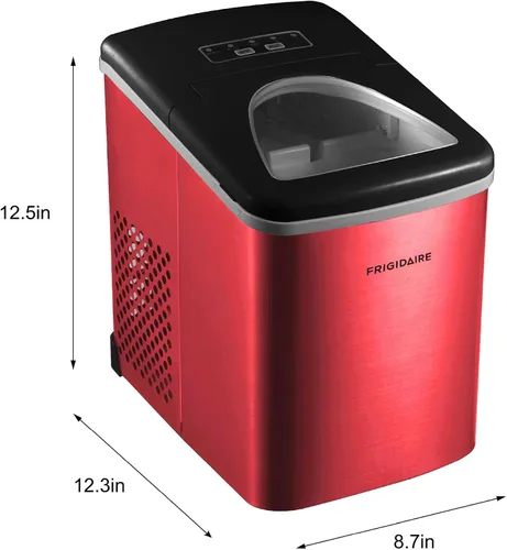 Vista 5 de Frigidaire 26 Lbs per Day Portable Compact Maker, Ice Making Machine, Red Stainless, Medium INOXIDABLE ROJ