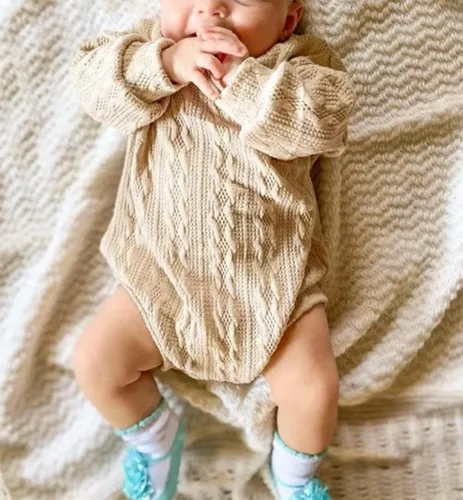 Vista 3 de Sudadera unisex para bebé mameluco de punto gofre ropa de bebé para niña niño suéter de otoño e invierno