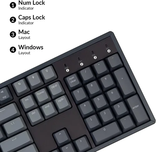 Vista 6 de Keychron Teclado mecánico K10 de tamaño completo RGB intercambiable en caliente para Mac Windows, multitarea con Bluetooth de 104 teclas