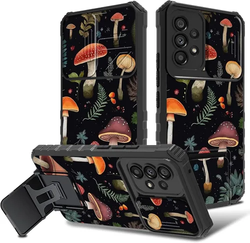 Vista 31 de Funda para Samsung Galaxy A53 5G con cubierta de cámara y soporte de soporte, resistente a prueba de golpes, TPU funda protectora para Samsung