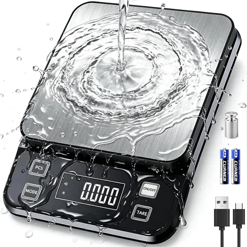 Vista 8 de Báscula de alimentos impermeable IPX7 de 0.00 oz de precisión de cocina, báscula digital de alimentos de 11.0 lbs/11 libras recargable por USB