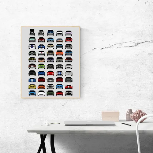 Vista 7 de Custom Car Posters Póster hecho a mano compatible con póster de American Muscle Car e impresión de automóviles clásicos y vehículos icónicos, 8 x 10