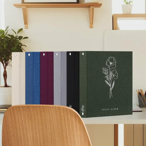 Vista 7 de Lanpn Álbum de fotos de 8 x 10 pulgadas, tapa dura de lino, sin ácidos, bolsillo de carga superior, libro de fotos con fundas que sostiene 100 Negro