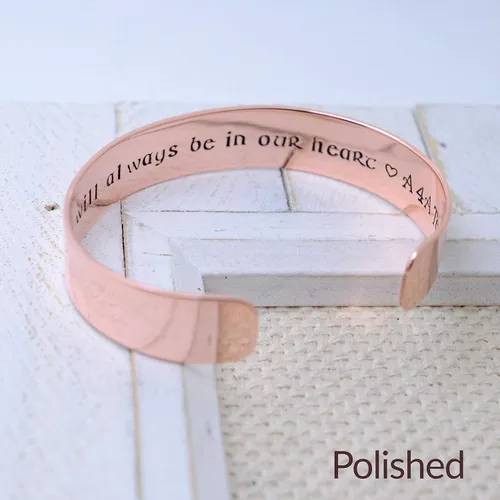 Vista 7 de Personalized Rustic Copper Cuff Bracelet, Custom Message, Unisex Christmas Present for Him Her