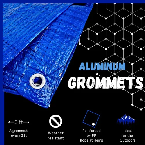 Vista 3 de SHIELDMASTER Cubierta de lona de polietileno azul de 5 x 7 pies 5 mil de grosor Lona 100% impermeable, resistente a los rayos UV, a prueba