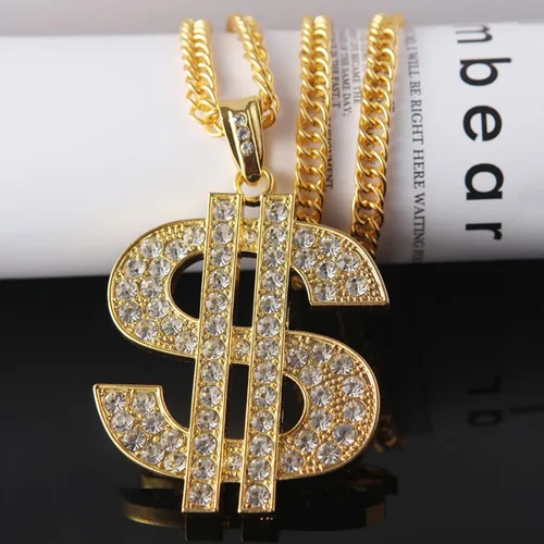 Vista 4 de 90s Necklace Rings Set 80s Outfit for Women Hip Hop Party Gold 80s 90s Rapper Accessories Dollar Sign Necklace Rings Set