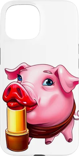 Vista 6 de Funda para iPhone 17 con lápiz labial para niñas en un cerdo