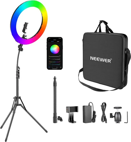 Vista 10 de NEEWER Luz de anillo de 18 pulgadas, 55 W regulable 5500K luz con 240 LED
