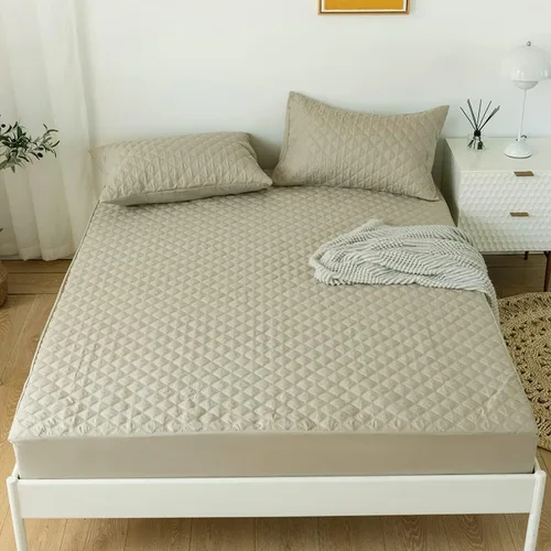 Vista 10 de jejeloiu Protector de colchón acolchado negro, 100% impermeable, transpirable, tamaño individual, protector de colchón de 14 pulgadas de profundidad