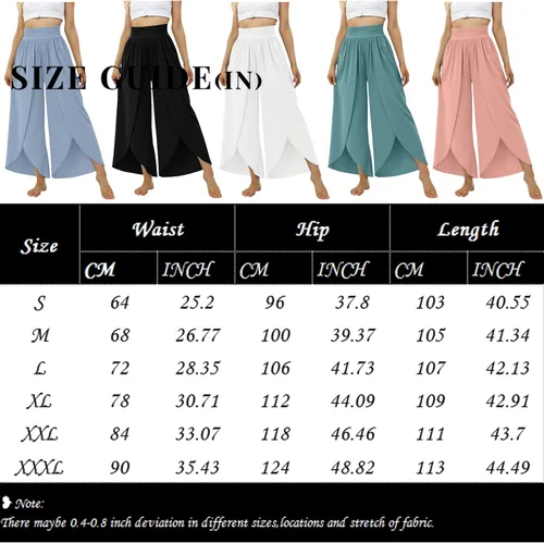 Vista 5 de Pantalones de pierna ancha con abertura y vuelo para mujer, pantalones de yoga de cintura alta, pantalones de pilates hippie, estilo bohemio, playa