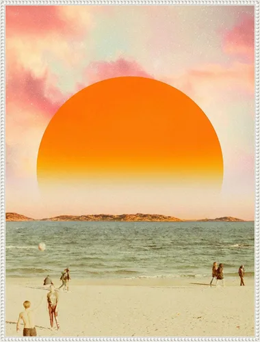 Vista 10 de Amanti Art Framed Canvas Wall Art 24x18 Retro Dreamscape II by Victoria Barnes, Framed Wall Art Canvas, Beach Artwork, Traditional Decor, Medium