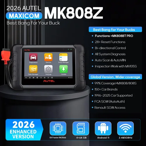 Vista 2 de Autel Escáner OBD2 MaxiCOM MK808Z Herramienta de diagnóstico automotriz - Igual que MK808S MX808S, Android 11, pruebas bidireccionales como MK900