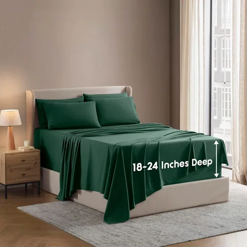 Vista 40 de Nestl - Juego de sábanas de bolsillo extraprofundo y de microfibra suave, 7 piezas, sábanas y fundas de almohada resistentes a la decoloración