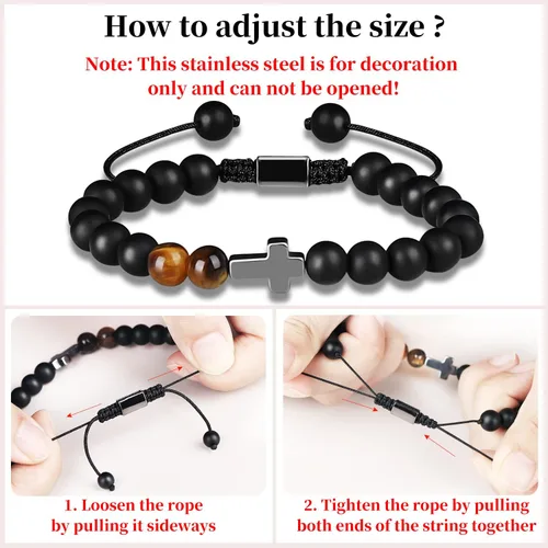 Vista 2 de Cross Bracelet for Men, Boys, Son,Boyfriend, Husband, Man, Soulmate, Dad, Grandpa, Grandson, Bonus Dad, Uncle, Brother, Nephew- Anniversary