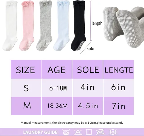 Vista 7 de CozyWay Non-Slip Knee-High Socks, Ultra-Soft Grippy Socks for Baby and Toddler Girls, Boys and All Little Ones