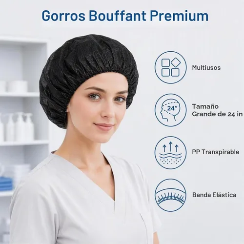 Vista 3 de Disposable Bouffant Caps 24 inches, Hair Nets, for Food Service