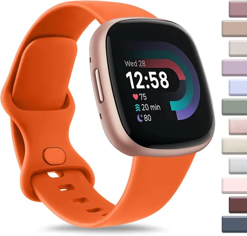 Vista 13 de AK Correa deportiva compatible con Fitbit Sense 2, Versa 4, Versa 3, correas clásicas de silicona suave para reloj inteligente, para mujeres