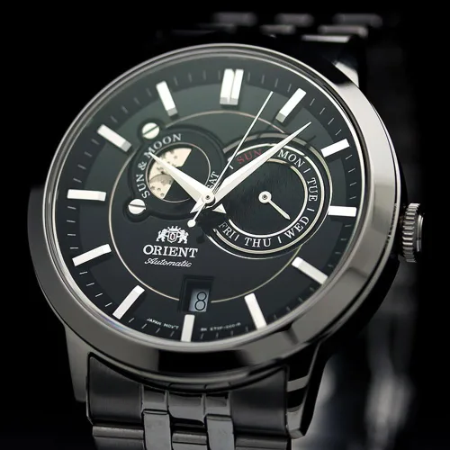 Vista 2 de Orient Reloj automático de sol y luna con cristal de zafiro ET0P002B, Moderno