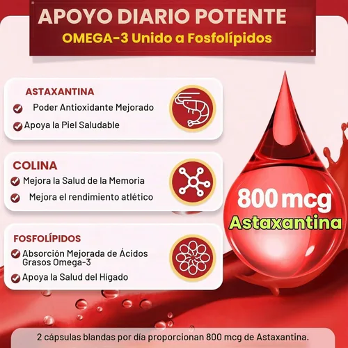 Vista 3 de NATURE TARGET Aceite de krill 2000 mg con Omega-3 y Astaxantina, 120 cápsulas blandas Omega 3 EPA and DHA with Choline, Helps Support Heart