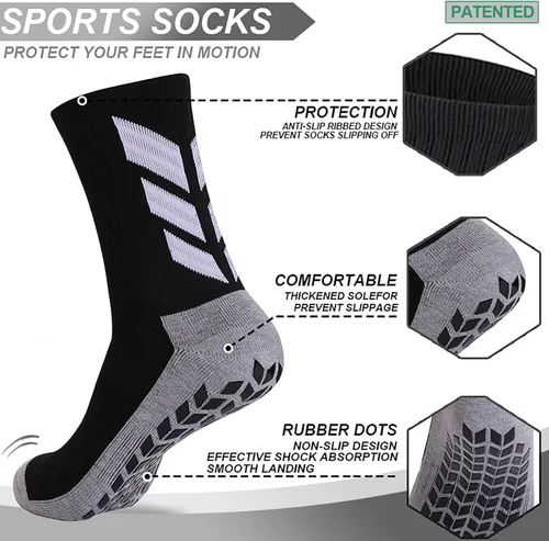 Vista 2 de MENDENG Calcetines antideslizantes de fútbol para hombre, calcetines de hospital antideslizantes para entrenamiento, calcetines atléticos