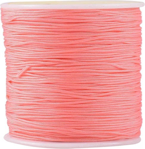 Vista 124 de KONMAY 1 rollo de cuerda de nailon de 150 yardas, trenzado de 0.016 in de nailon Shamballa Macramé/cordón de cuentas, cordón de nudo chino, cuerda