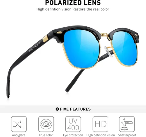 Vista 5 de MERRY'S S8054 gafas de sol polarizadas retro casi sin montura para hombre y mujer