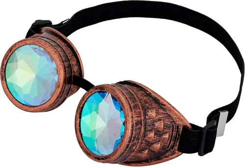 Vista 19 de Gafas caleidoscopio para raves trippy psicodélico steampunk con lentes de cristal de difracción de prisma arcoíris