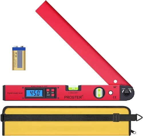 Vista 8 de Proster 0-225° Buscador de Ángulos Digital Transportador - Reglas de Ángulo de Aluminio 225° 40 cm Pantalla LCD Retroiluminada con Horizontal