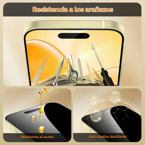 Vista 9 de UNBREAKcable Protector de pantalla de privacidad para iPhone 15, cobertura completa, vidrio templado inastillable [borde a borde]