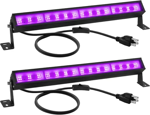 Vista 14 de Barra de Luz Negra LED de 38W Barras de Luz Negra con Enchufe e Interruptor Ilumina Área de 22x22 pies para Fiesta Fluorescente Fiestas de Halloween