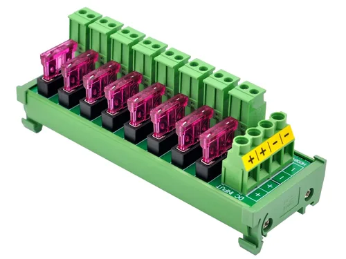 Vista 3 de Bloque de terminales enchufable de 8 canales para montaje en riel DIN, para CC 5-32V, módulo de fusible de distribución de energía, HCDC HD064RT