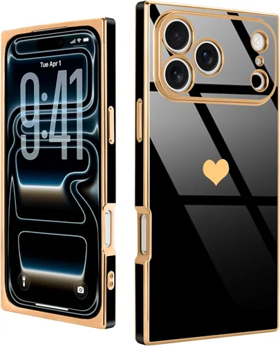 Vista 11 de Compatible con iPhone 12 Funda Rectangular Bonita Chapado Dorado Lujo Corazón de Amor Funda de Teléfono para Mujeres Niñas A Prueba de Golpes