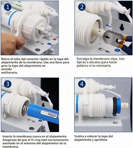 Vista 7 de Membrane Solutions Membrana RO de 400 GPD, membrana de ósmosis inversa con carcasa de membrana, accesorios de conexión rápida de 1/4 pulgadas