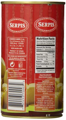 Vista 3 de Serpis Aceitunas rellenas de pimiento rojo, 12.34 onzas (paquete de 6)