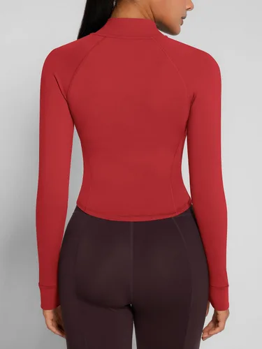Vista 3 de GYM RAINBOW Chaquetas de entrenamiento de contorno para mujer, ligeras, con cremallera, ajustadas, para gimnasio, atletismo, con agujeros