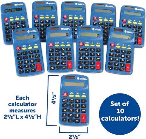 Vista 4 de Learning Resources Calculadora primaria - Calculadoras básicas solares y alimentadas por batería para estudiantes, enseñar operaciones básicas