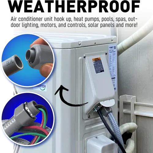 Vista 5 de Sealproof Conjunto de Látigo de Alimentación, Conducto Eléctrico Flexible Hermético a Líquidos No Metálico de 1/2 Pulgada x 6 Pies y Cable